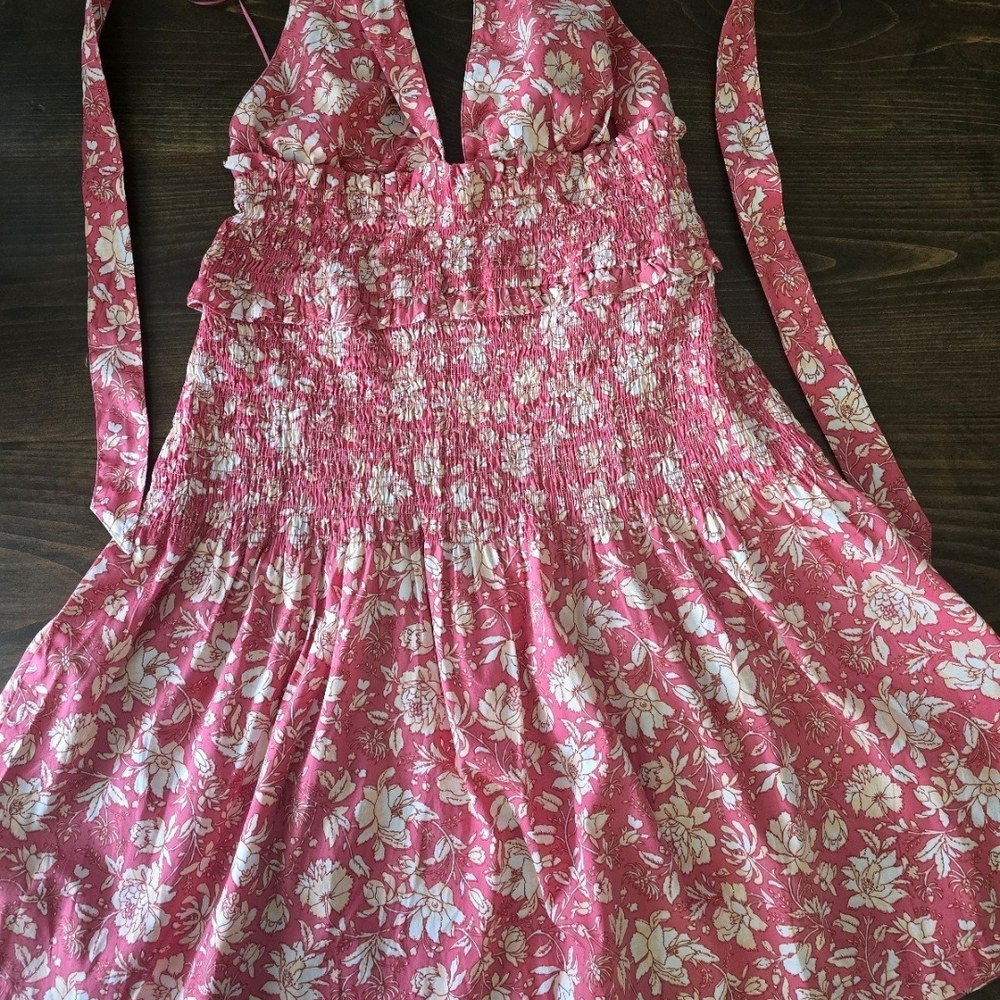 Floral Pink Halter Dress